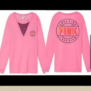 Victoria's Secret Pink Bling Campus Mesh Tee